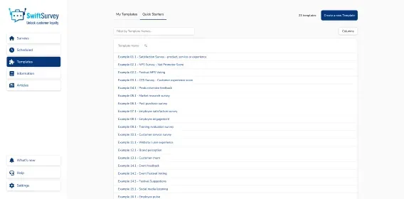 Select a Quick Starter template screenshot